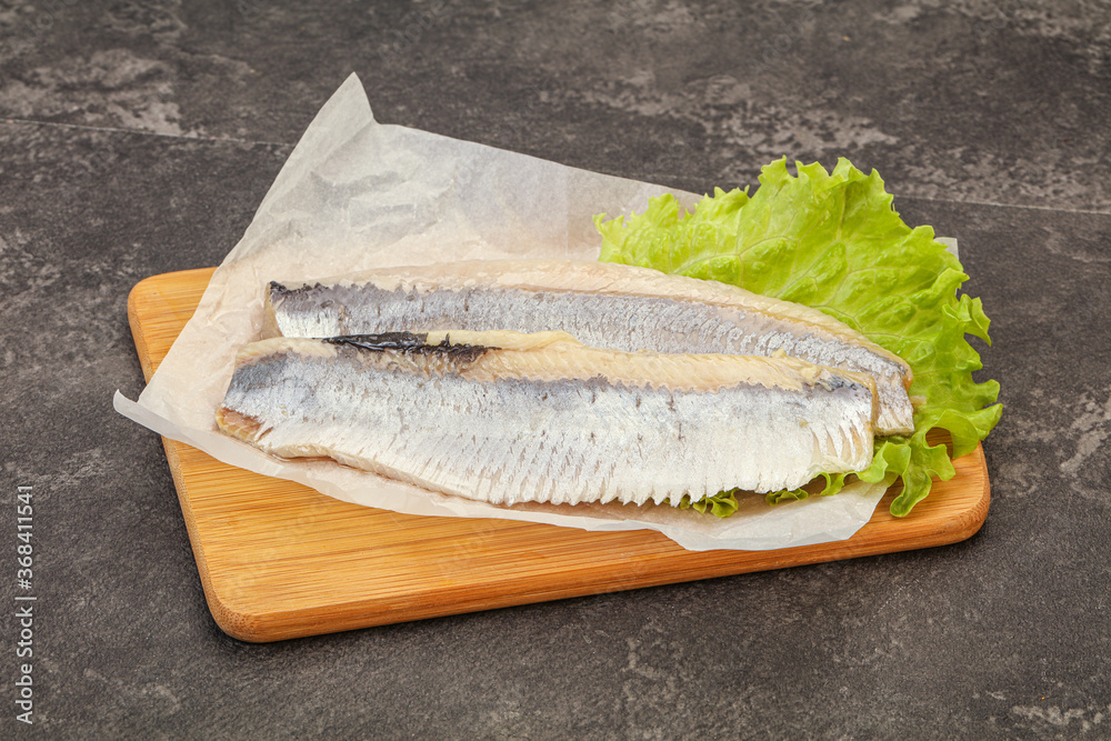 Herring fillet with salad leaves Herring fillet with salad leaves