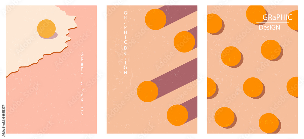 Set of three abstract graphic aesthetic light backgrounds with shapes,  orange circles. Trendy vector illustration in terracotta colors for wall  decoration, postcard or brochure, social media. Stock Vector | Adobe Stock