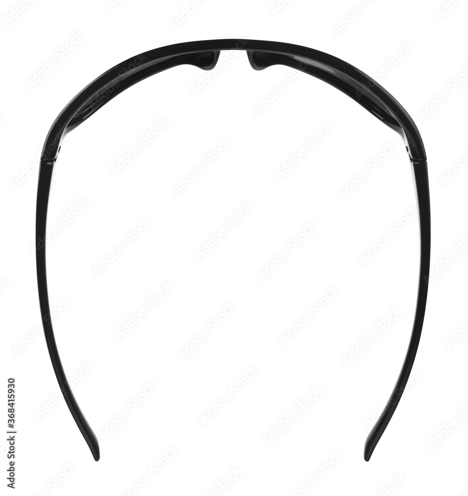 Black glasses isolated on white background close-up.