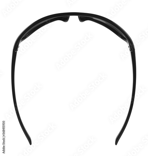 Black glasses isolated on white background close-up.