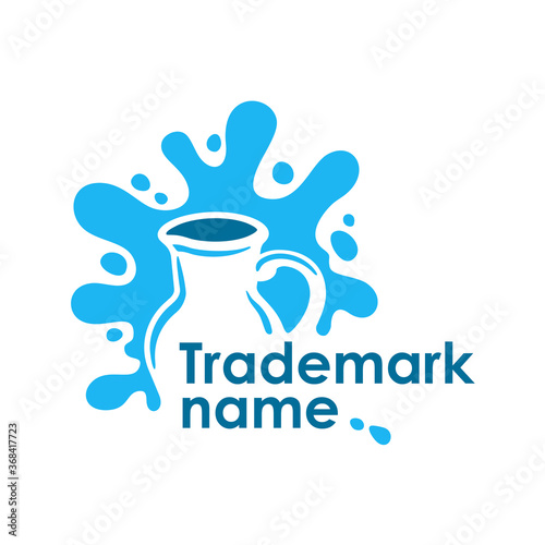 Milk logo template - jug with flowing milk splash - creative branding symbol