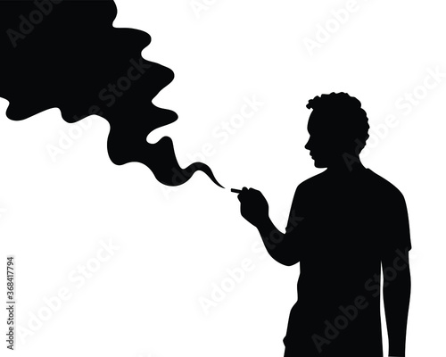 Smoking man silhouette vector on white background