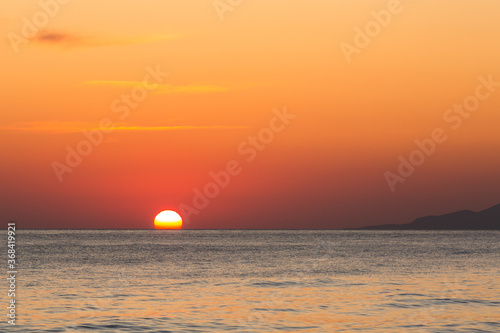 Fototapeta Naklejka Na Ścianę i Meble -  sunset with yachts on santorini island