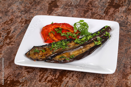 Grilled eggplant with bell pepper