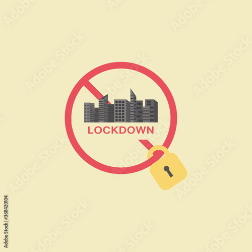 sign city ​​lockdown due to corona virus flat design illustration town vector image