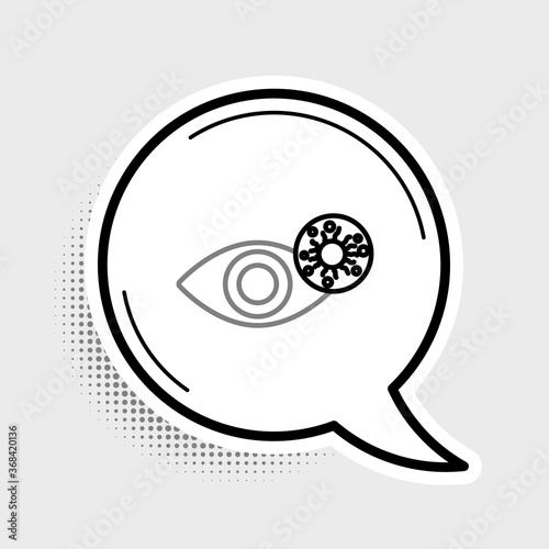 Line Reddish eye due to virus, bacterial or allergic conjunctivitis icon isolated on grey background. Colorful outline concept. Vector.