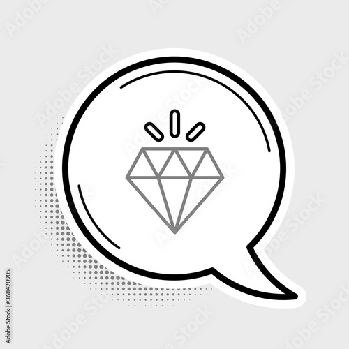 Line Diamond icon isolated on grey background. Jewelry symbol. Gem stone. Colorful outline concept. Vector.
