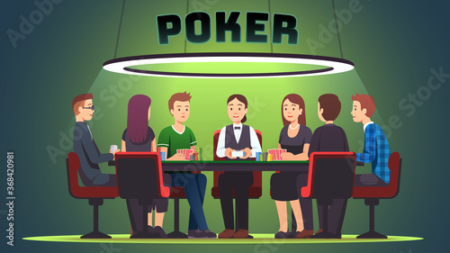 Poker cards tournament evening. Six poker player