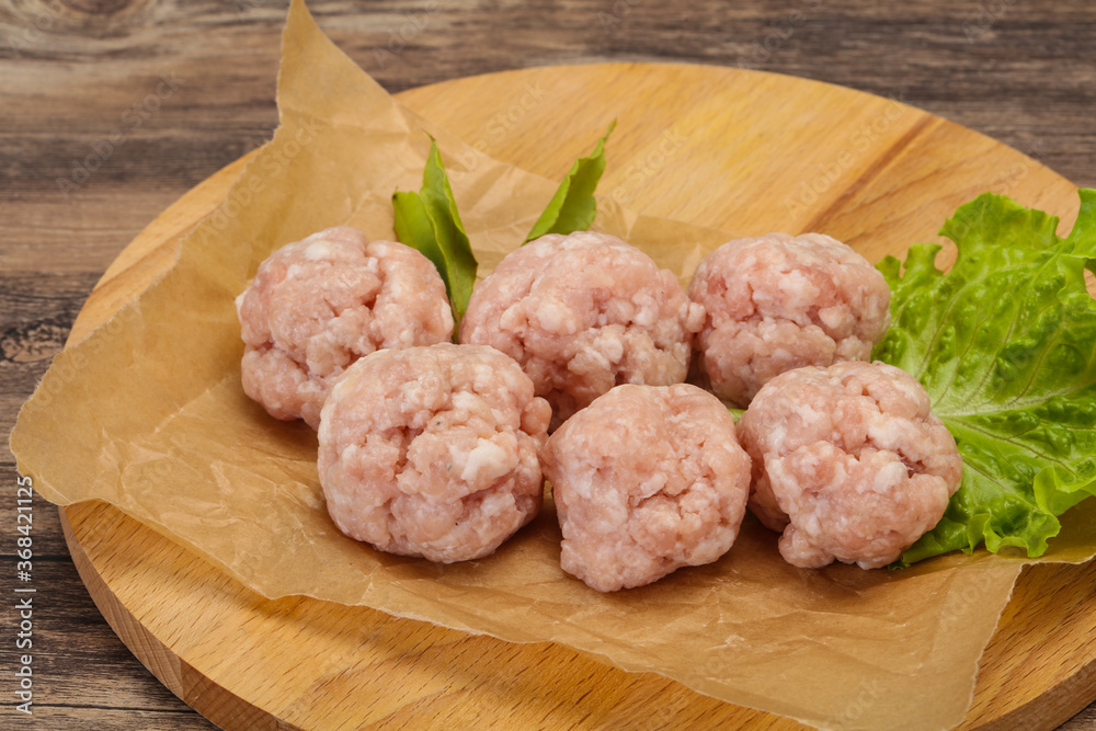 Homemade raw pork minced meatball for cooking Homemade raw pork minced meatball for cooking