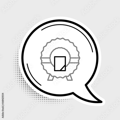 Line Memorial wreath icon isolated on grey background. Funeral ceremony. Colorful outline concept. Vector.