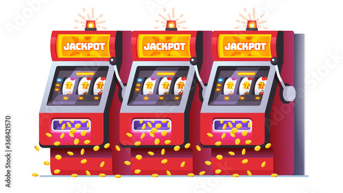 Slot machines jackpot win poster. One-armed bandit