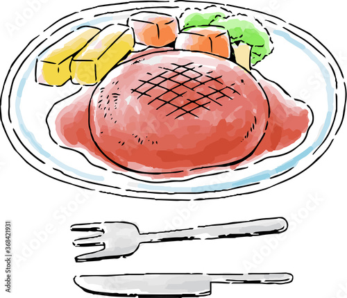 Hamburger steak illustration