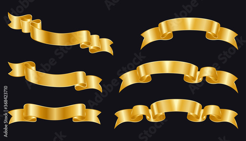 Set of golden ribbons for your design. Golden ribbon banners. Vector illustration EPS10