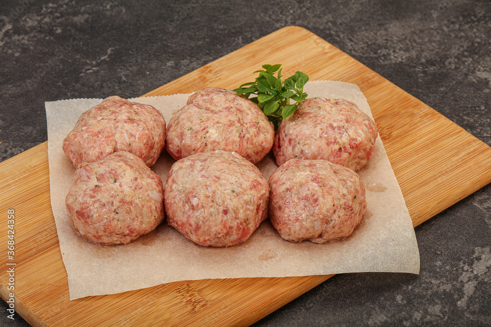 Raw turkey meatball for cooking Raw turkey meatball for cooking