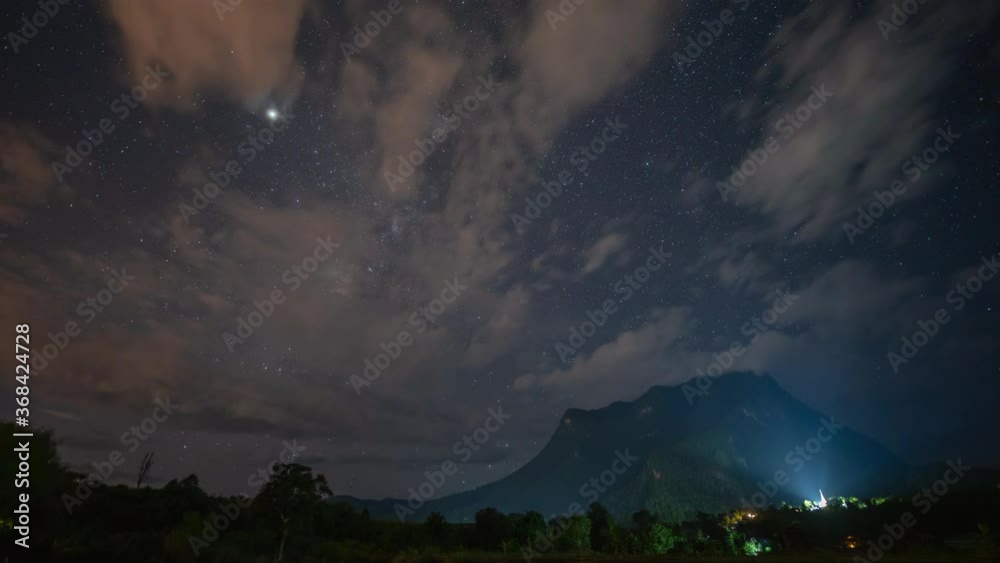 4k Time lapse of Milky Way and mountains. Amazing scene with Doi Luang Chiang Dao Mountains and starry sky at night in Chiang Mai , Thailand. 4k Time lapse of Milky Way and mountains. Amazing scene with Doi Luang Chiang Dao Mountains and starry sky at night in Chiang Mai , Thailand.
