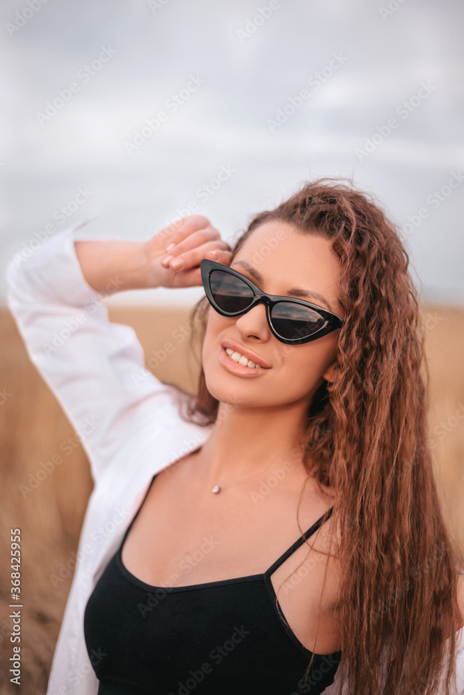 Portrait of sensual brown-haired girl in wheat Portrait of sensual brown-haired girl in wheat