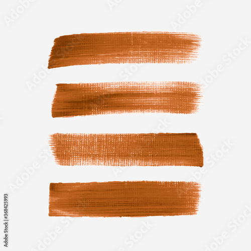 Acrylic art brush painted textured stripes set isolated vector background. Watercolor brown stroke set.