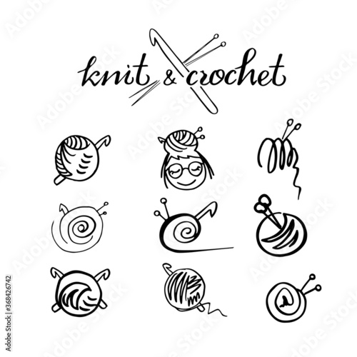 Knit and crochet icon  lable set