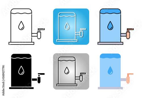 water tank for drink icon set isolated on white background for web design