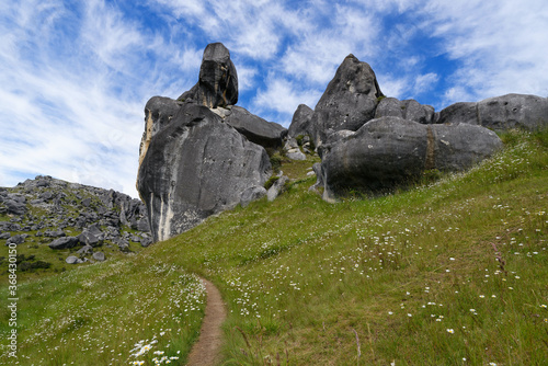 Large boulders at Castle Hill, an attraction in the Canterbury region of New Zealand photo