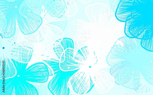 Light Green vector doodle pattern with flowers