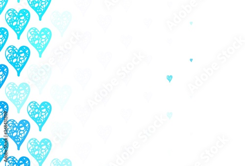 Light BLUE vector pattern with colorful hearts.
