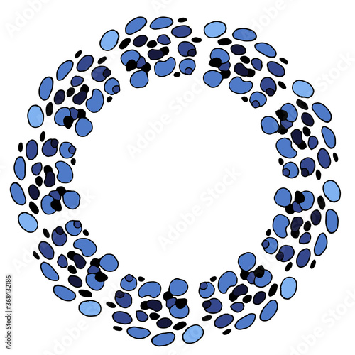 Round frame made of sea, river stones. circle