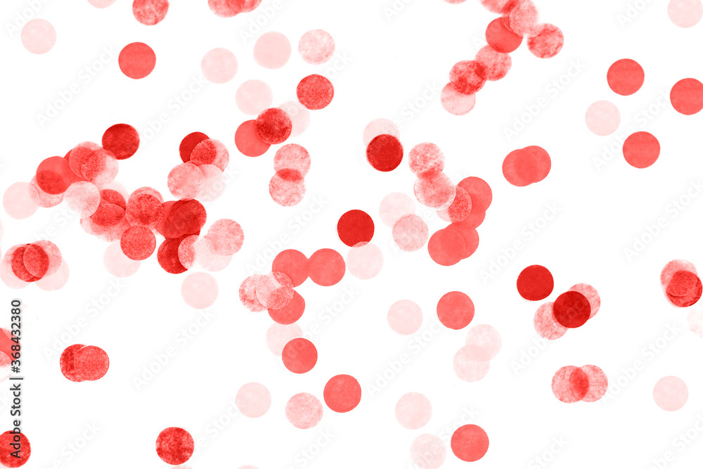 Festive red confetti background. Flat lay style. Festive red confetti background. Flat lay style.