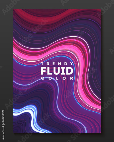 Vector cover design template with gradient color warped lines. Dynamic minimalistic illustration. Modern abstract colorful background for poster, brochure, presentation, magazine etc.