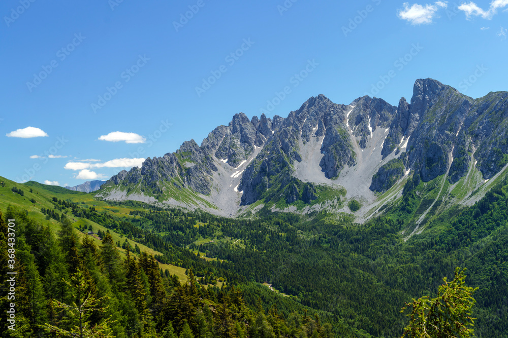 Mountain landscape along the road to Vivione pass