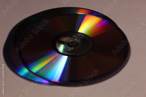 some compact disc on table