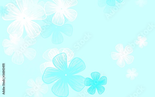 Light Blue, Green vector doodle background with flowers.