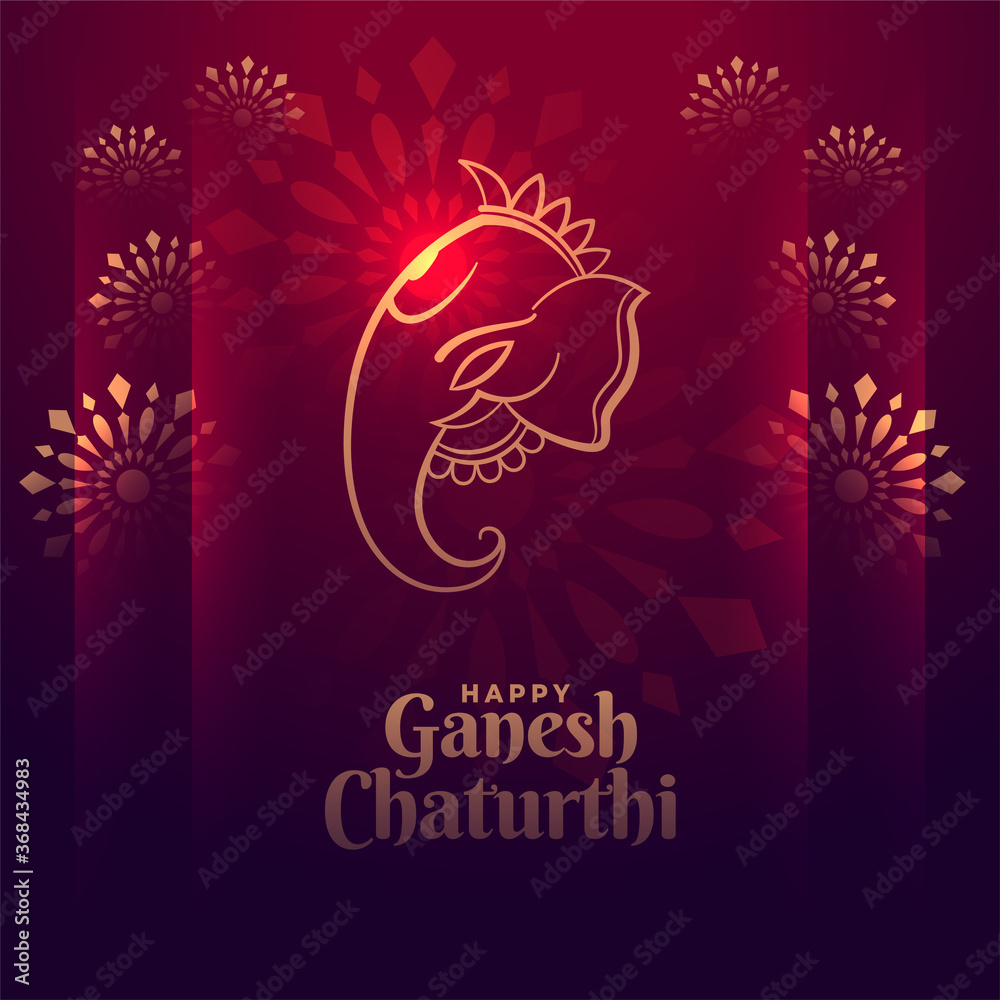 Naklejka premium happy ganesh chaturthi festival shiny card design