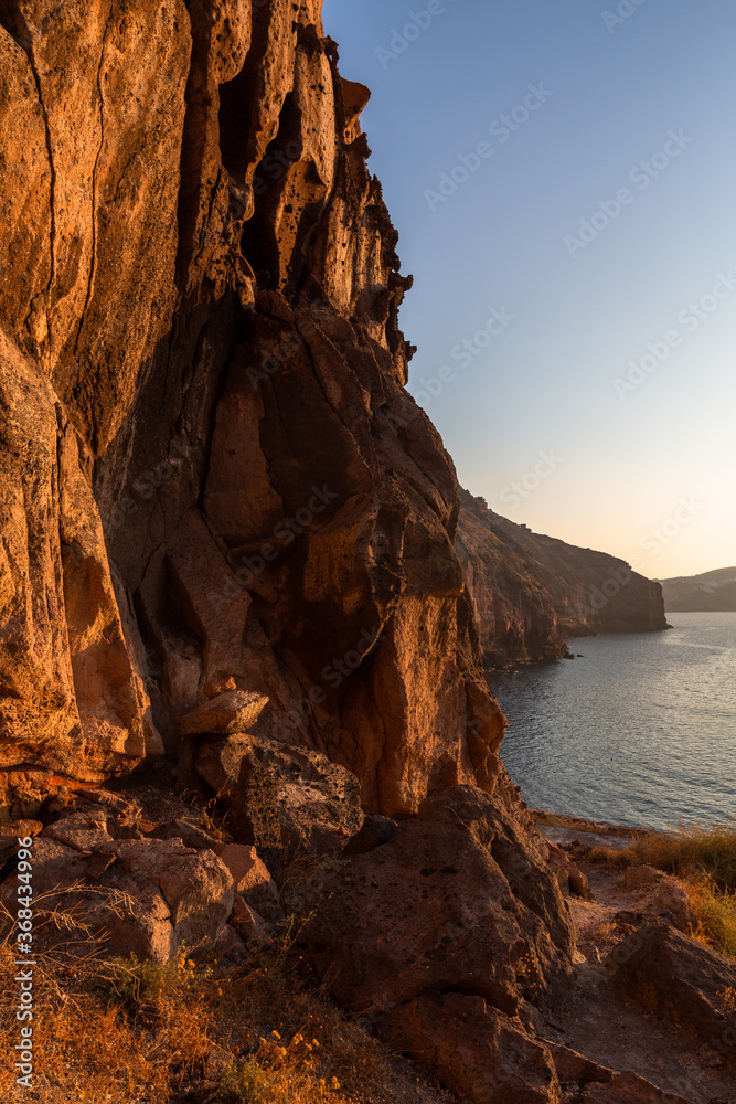 cliffs and rocks of santorini and nea kameni island