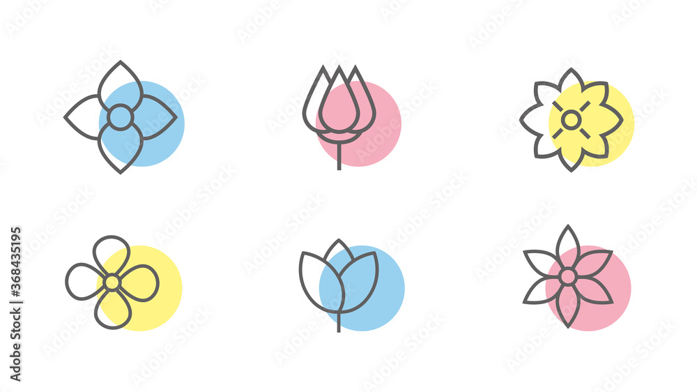 Flower icons set. Vector illustration
