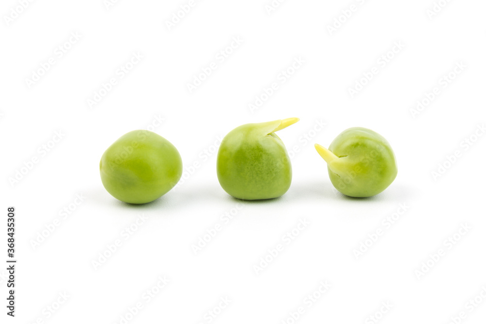 Green peas, isolated on white background. Close-up Green peas, isolated on white background. Close-up