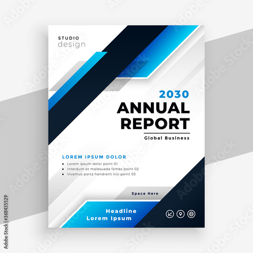 stylish annual report blue business brochure template design
