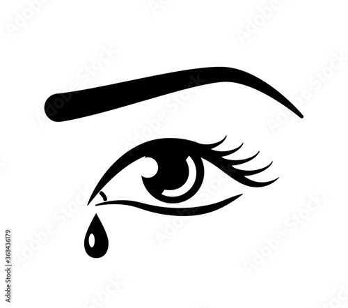 Female eye with tear simple flat vector icon isolated on white background