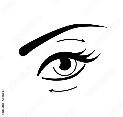 Eye flat vector icon with arrows isolated on white background