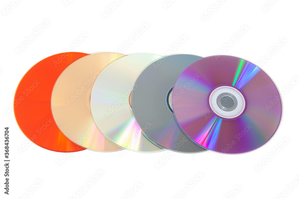 Several multi-colored CDs on a white background Several multi-colored CDs on a white background