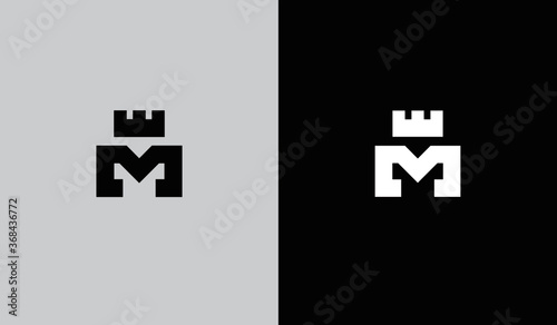 letter m with crown logo template