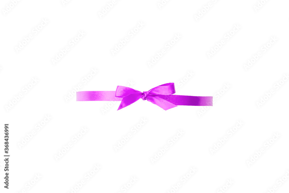 Wedding decorative pink silk bow. Narrow width, handmade. Isolated on white Wedding decorative pink silk bow. Narrow width, handmade. Isolated on white