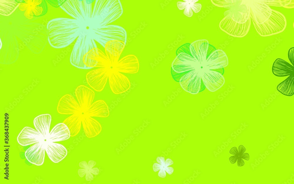 Light Green, Yellow vector doodle template with flowers. Light Green, Yellow vector doodle template with flowers.
