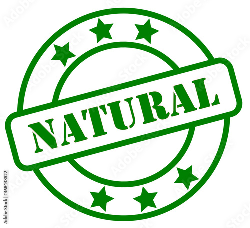 Green transparent sticker for natural food which has not been genetically modified. The image can be used in front of any background