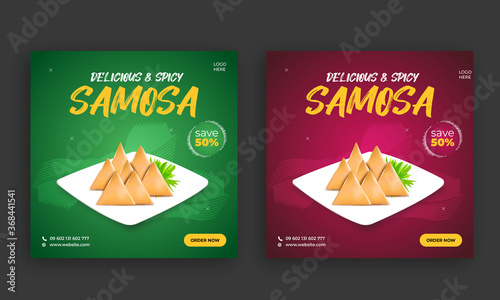 Samosa food social media template design