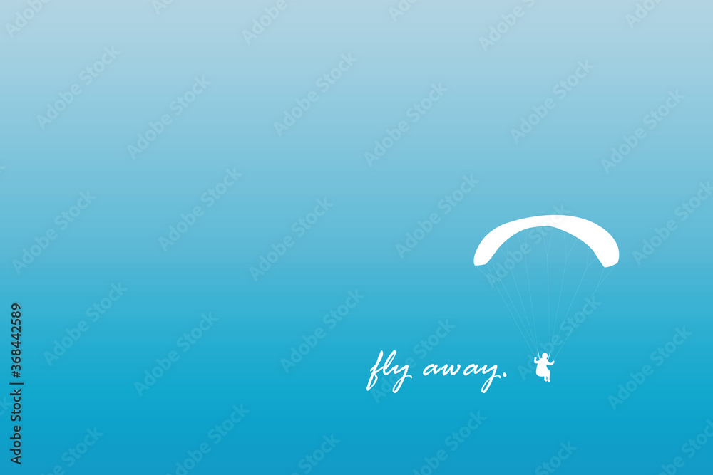 fly away freedom banner with paraglider in blue sky vector illustration EPS10 fly away freedom banner with paraglider in blue sky vector illustration EPS10