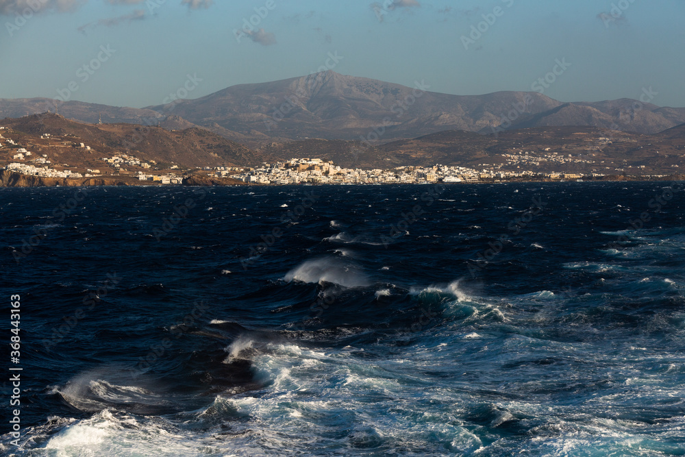 white waves in blue Mediterranean  sea