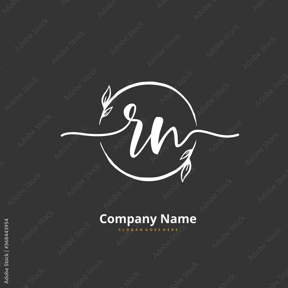 Fototapeta premium R N RN Initial handwriting and signature logo design with circle. Beautiful design handwritten logo for fashion, team, wedding, luxury logo.