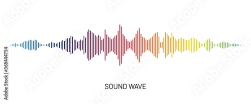 Rainbow gradient soundwave icon. Music, voice, radio wave equalizer. Audio sound symbol