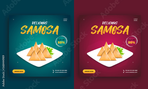 Delicious samosa social media banner
